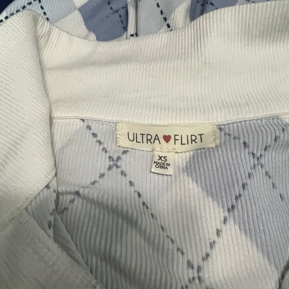 Ultra Flirt Blue and White Argyle Dress - Picture 8 of 8